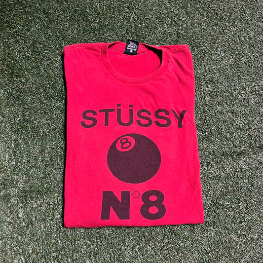 Stussy 8Ball Tee Red Size XL Used X11870