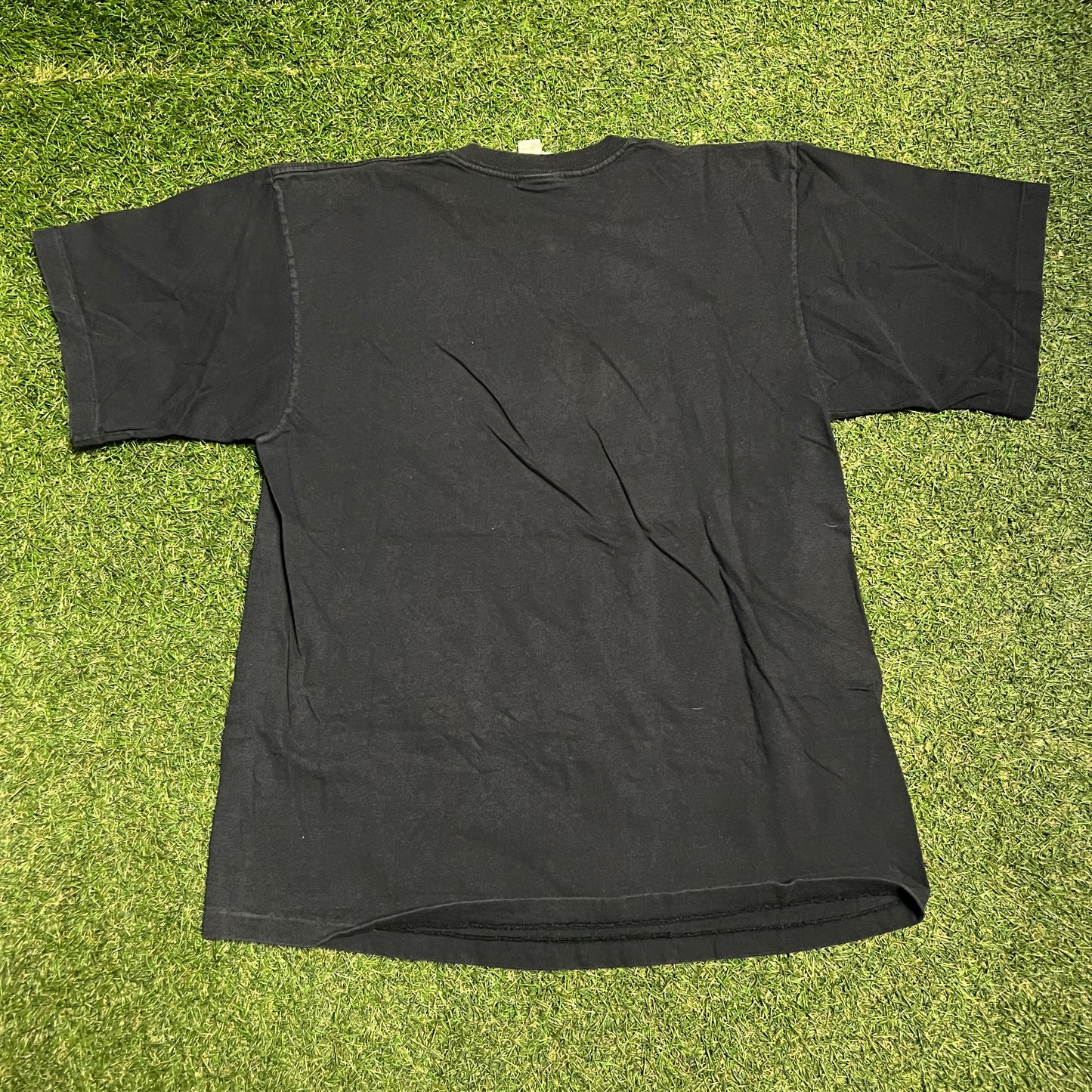 1990s Nike Soccer Full Print Punting Black Tee Size Medium USED v8841