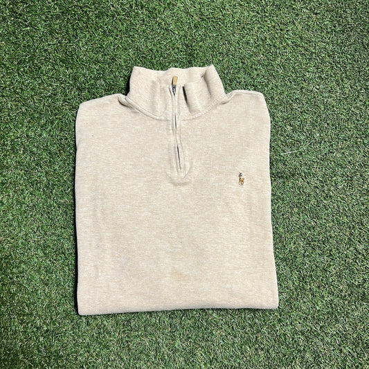 Polo Ralph Lauren Quarter Zip Tan Size XL Used V14323