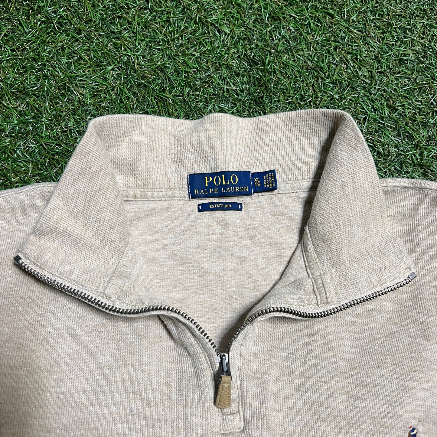 Polo Ralph Lauren Quarter Zip Tan Size XL Used V14323