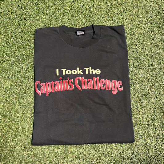 1990s Captain Morgan Challenge Black Tee Size XL USED v15404