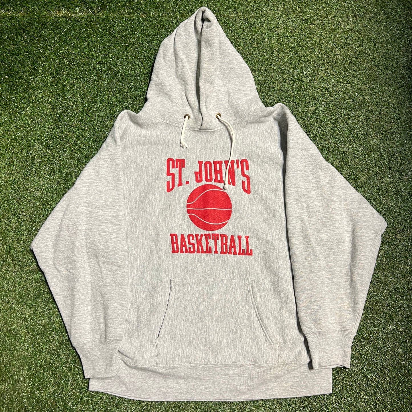 1990s St. John's University Basketball Grey Hoodie Size XL USED v15395