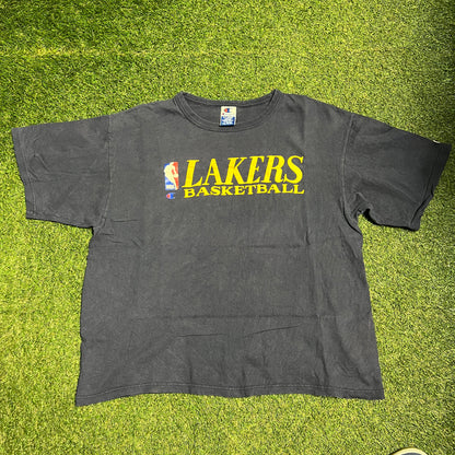 1990s Champion Lakers Basketaball Navy Tee Size XL USED v14312