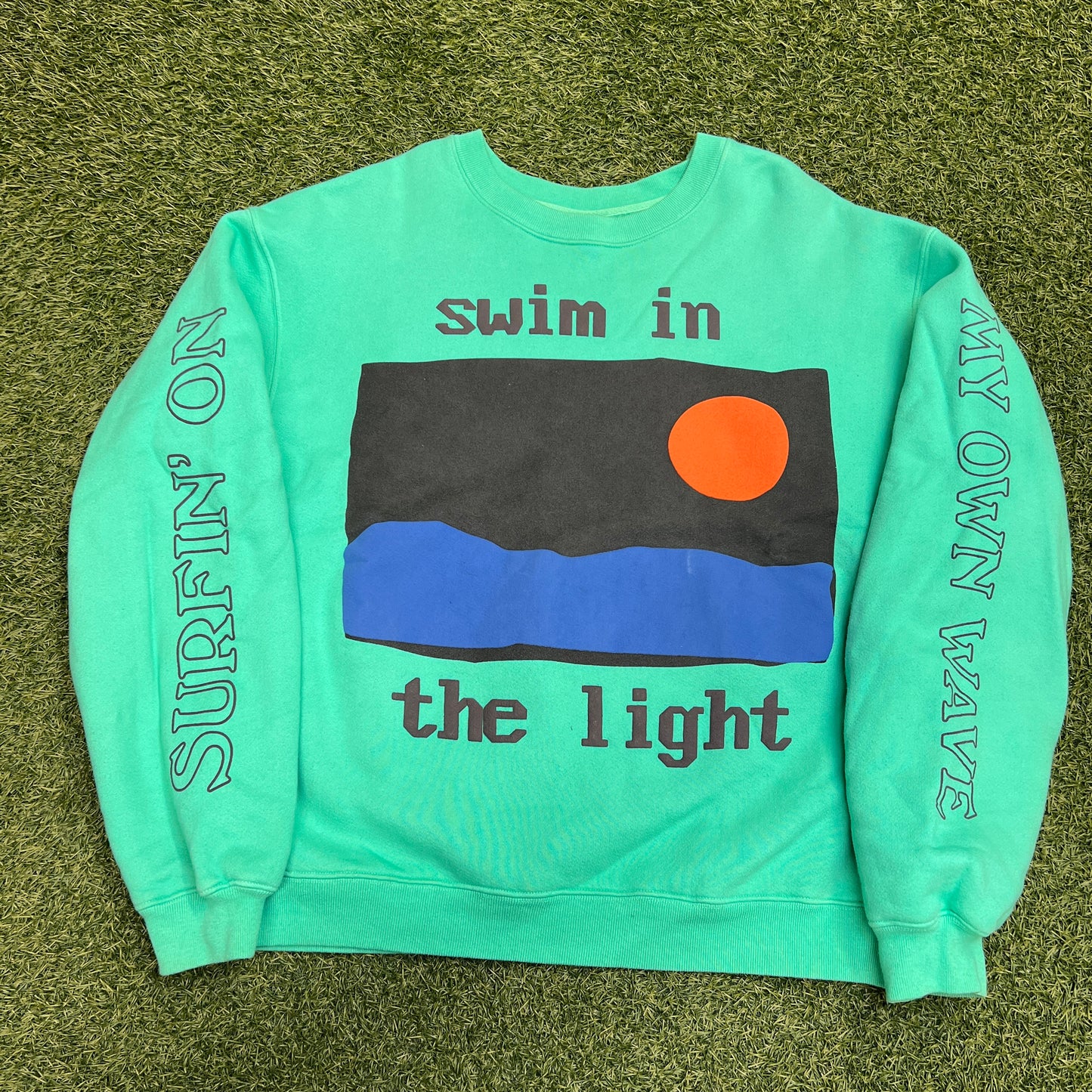 CPFM x Kid Cudi "Swim in the Light" Rolling Loud Miami Teal Crewneck Size Large x12444