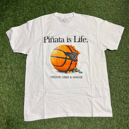 Freddie Gibbs and Madlib Pinata Is Life White Tee Size Large USED x11921