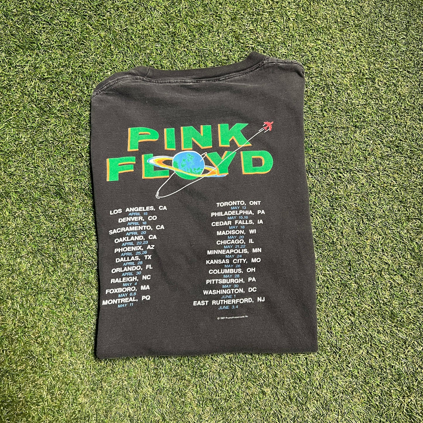 1987 Pink floyd usa tour tee black Size XL USED v14348