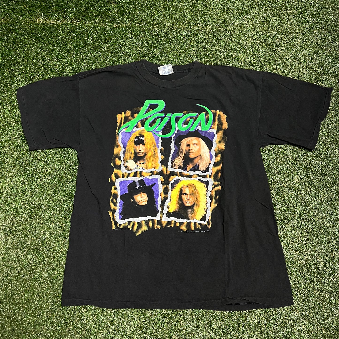 1990 Poison Flesh and Blood Tour Black Tee Size XL USED v15386