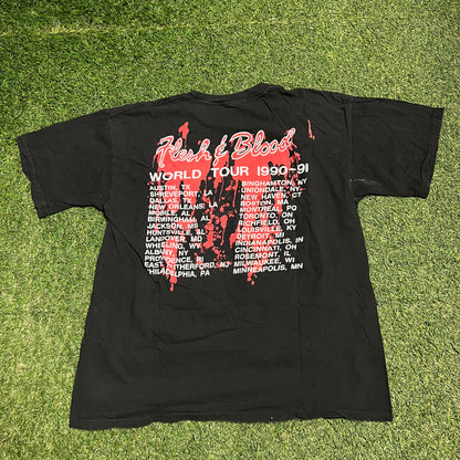 1990 Poison Flesh and Blood Tour Black Tee Size XL USED v15386