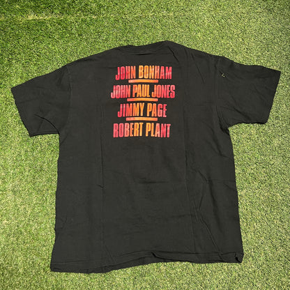 1996 Led Zeppelin Angle Wings Hanes Tag Black Tee Size XL USED v15387
