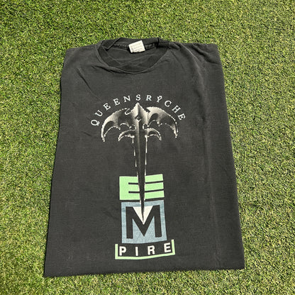 1991 Queensryche Pire Tour Black Tee Size XL USED v15390