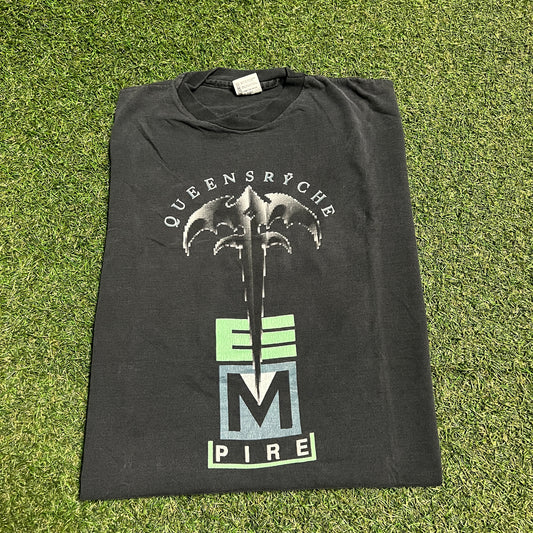 1991 Queensryche Pire Tour Black Tee Size XL USED v15390