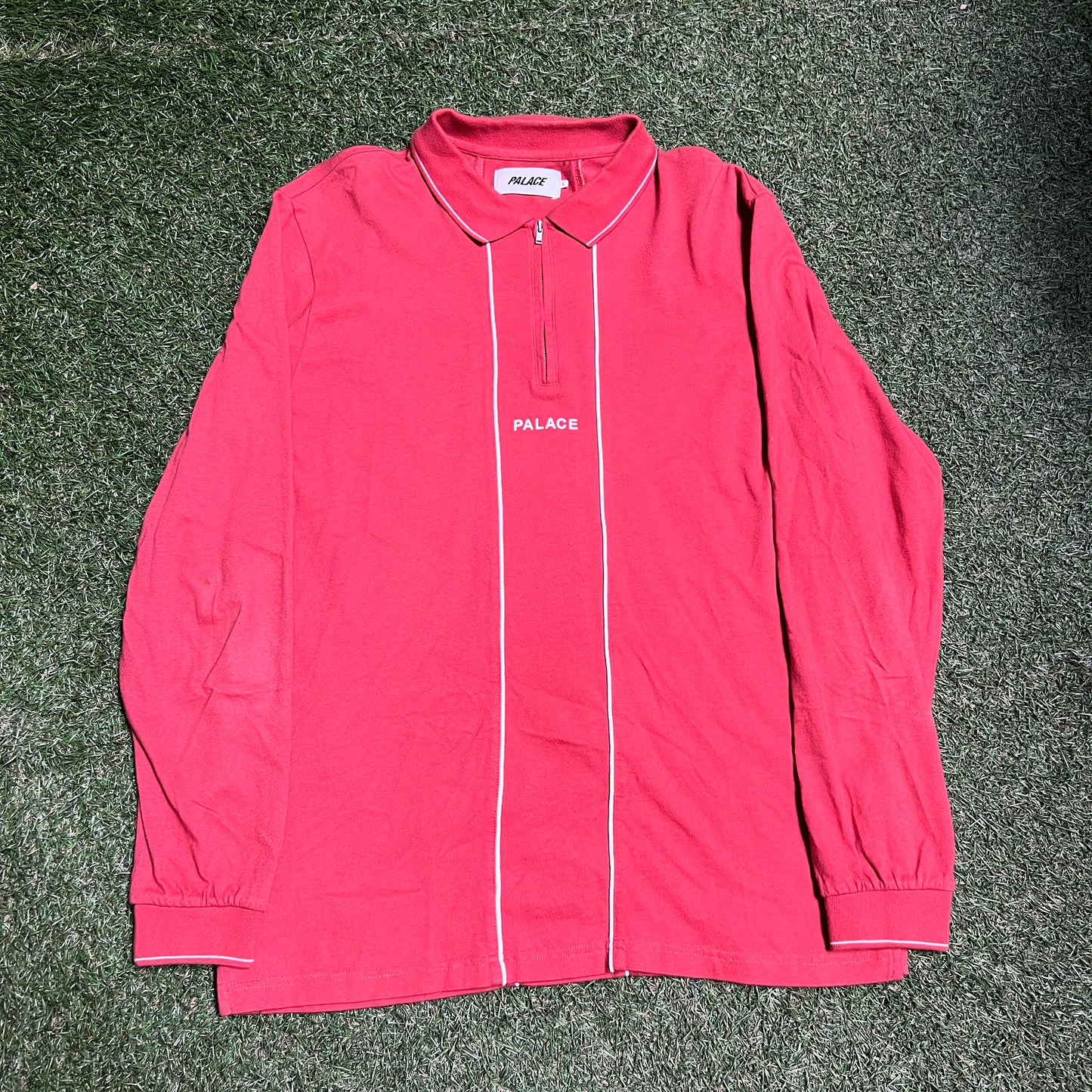 Palace Collard Quarter Zip Salmon Longsleeve Size Large USED x11909