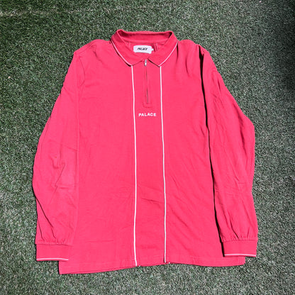 Palace Collard Quarter Zip Salmon Longsleeve Size Large USED x11909