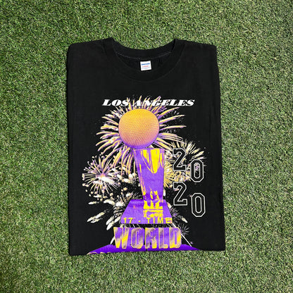 Undefeated Lakers 2020 17 World Champs Black Tee Size Large USED x11918