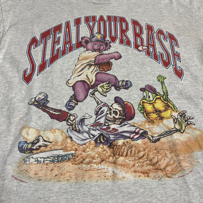 1994 Grateful Dead Steal Your Base Baseball Grey Tee Size XL USED v15392