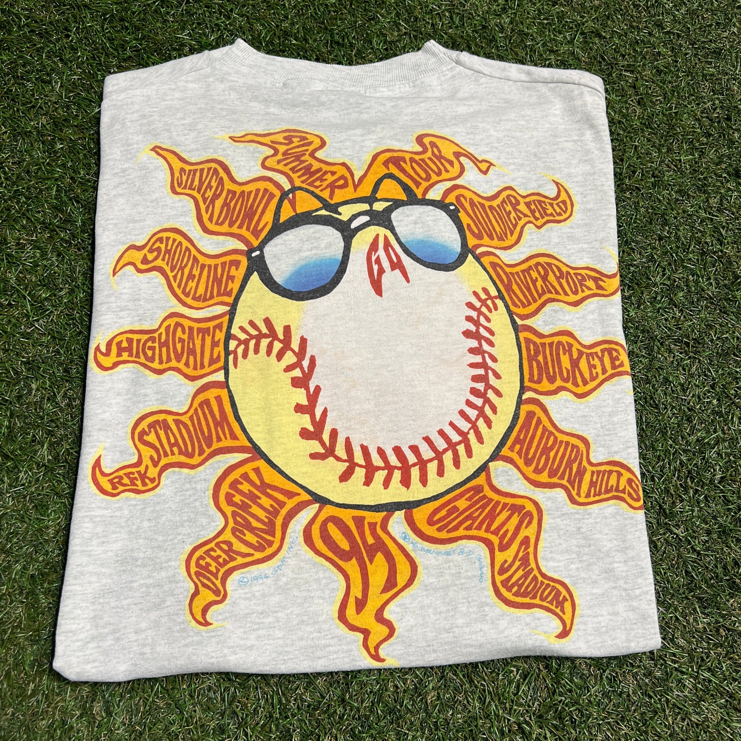 1994 Grateful Dead Steal Your Base Baseball Grey Tee Size XL USED v15392
