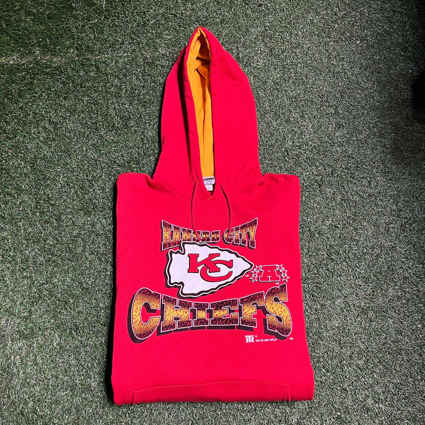 1994 Kansas City Chiefs Middle Logo Red Hoodie Size Large NEW v14340