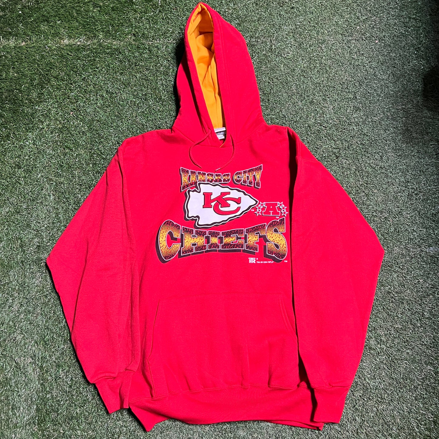 1994 Kansas City Chiefs Middle Logo Red Hoodie Size Large NEW v14340