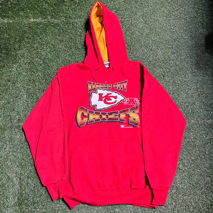 1994 Kansas City Chiefs Middle Logo Red Hoodie Size Large NEW v14340