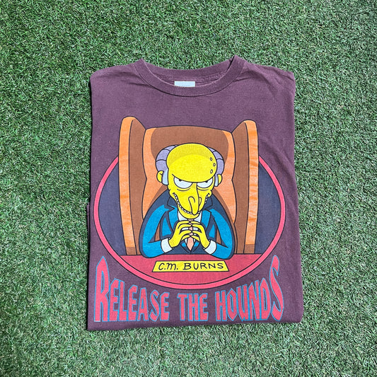 1999 Simpson Mr Burns Release The Hounds Purple Tee Size XL USED v14345