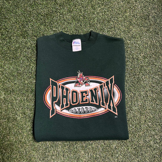 1990s Phoenix Coyotes Green Crewneck Size Large USED v14342