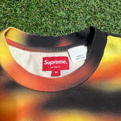 Supreme Small Box Logo Flames Tee Size Medium USED x11898