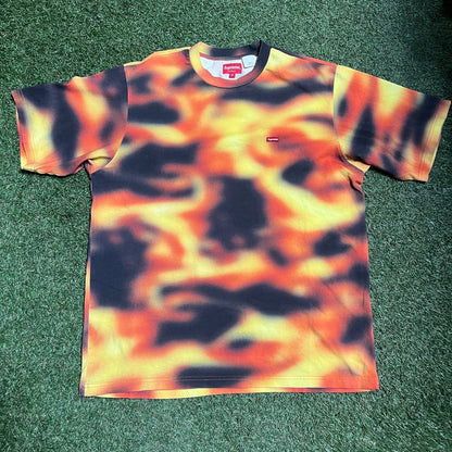 Supreme Small Box Logo Flames Tee Size Medium USED x11898