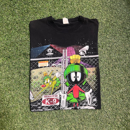 1997 Marvin The Marshin Beware of K9 Black Tee Size XL USED v14334