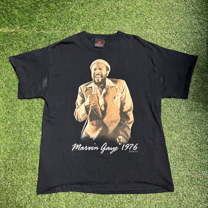 2004 Marvin Gaye 1976 Black Tee Size Large USED v14358