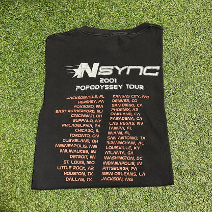 2001 Nsync Popodyssey Tour Black Tee Size Large USED v14357