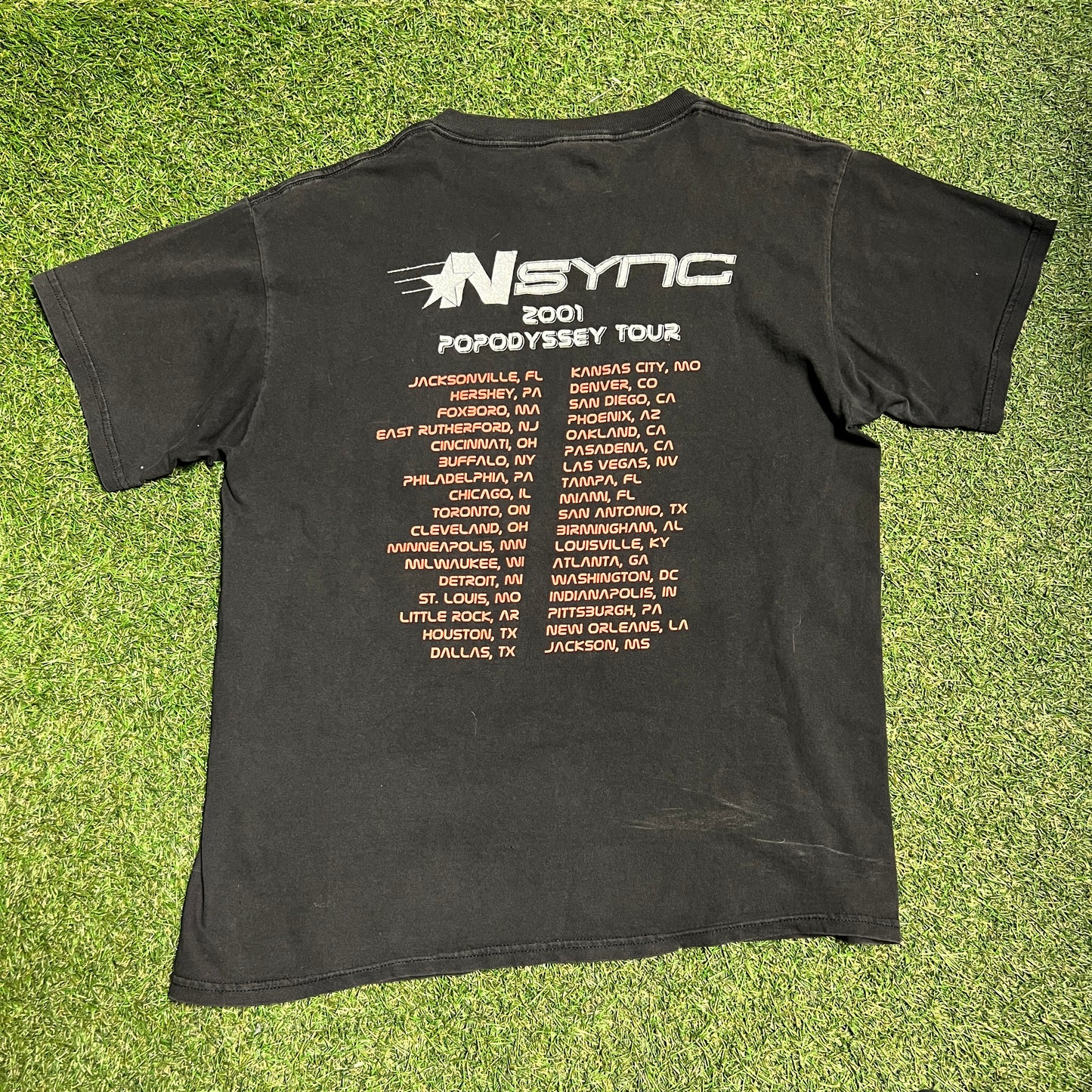 2001 Nsync Popodyssey Tour Black Tee Size Large USED v14357