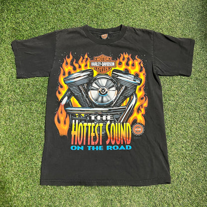 1996 Harley Davidson the hottest sound on the road tee black Size Medium USED v14365