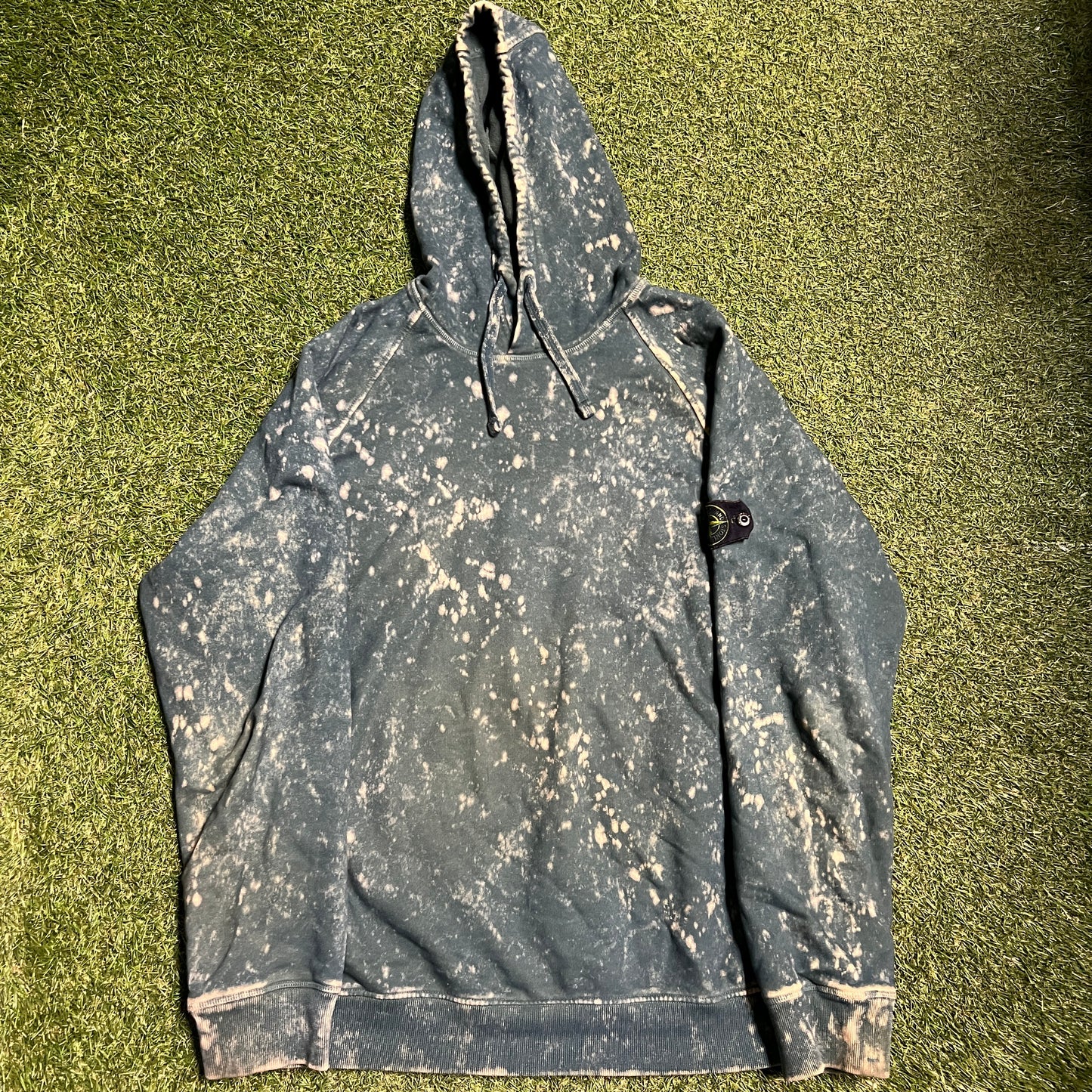 Stone Island Blue Acid Wash Hoodie Size XL USED x11960