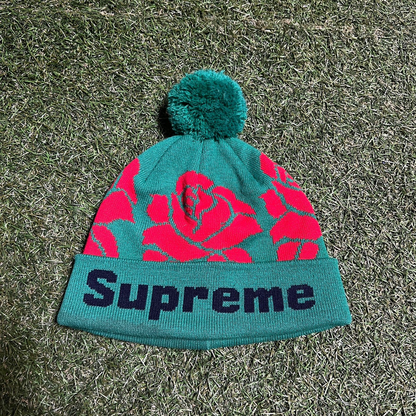 Supreme Rose Beanie Green One Size Used X12946