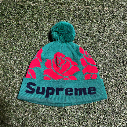 Supreme Rose Beanie Green One Size Used X12946