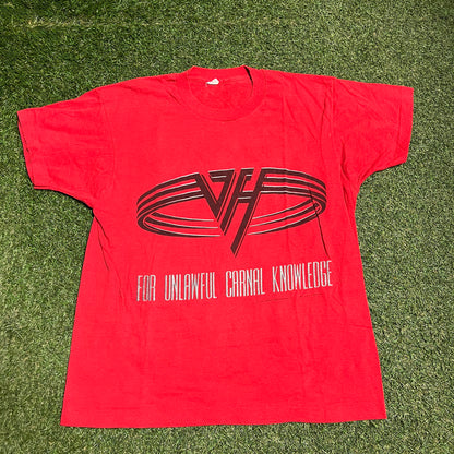1991 Van Halen "Carnal Knowledge" Red Tee Size XL USED v15477