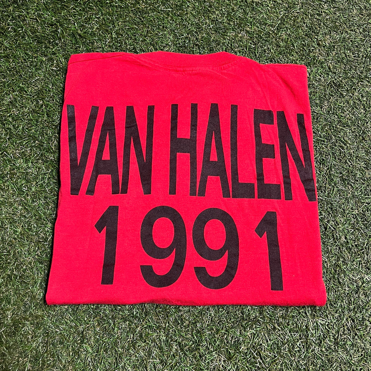 1991 Van Halen "Carnal Knowledge" Red Tee Size XL USED v15477