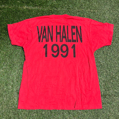 1991 Van Halen "Carnal Knowledge" Red Tee Size XL USED v15477