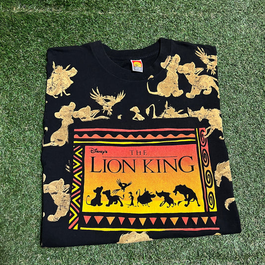 1990s Lion King Art Tee Black Size XL USED v15448