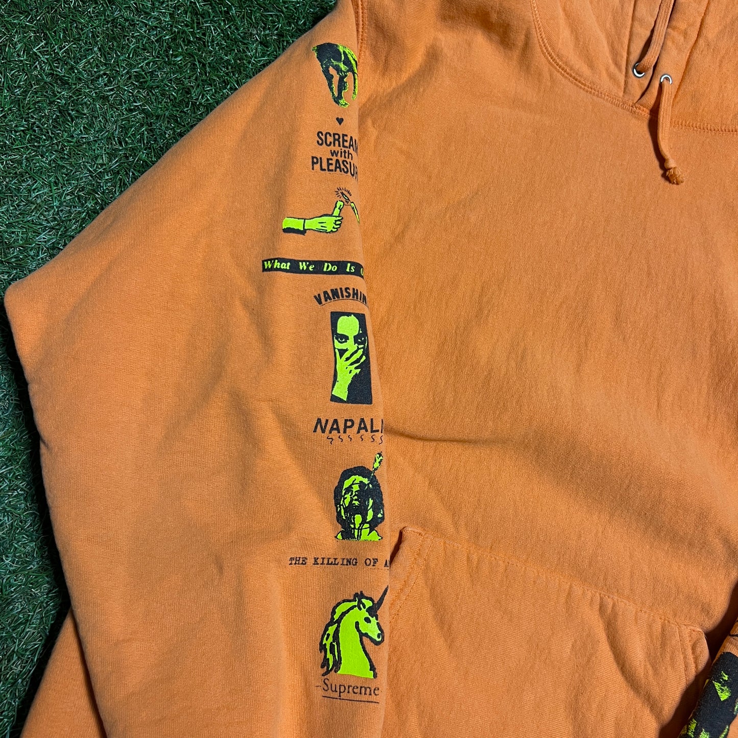 Supreme Menace 2018 Orange Hoodie Size Large USED x12921