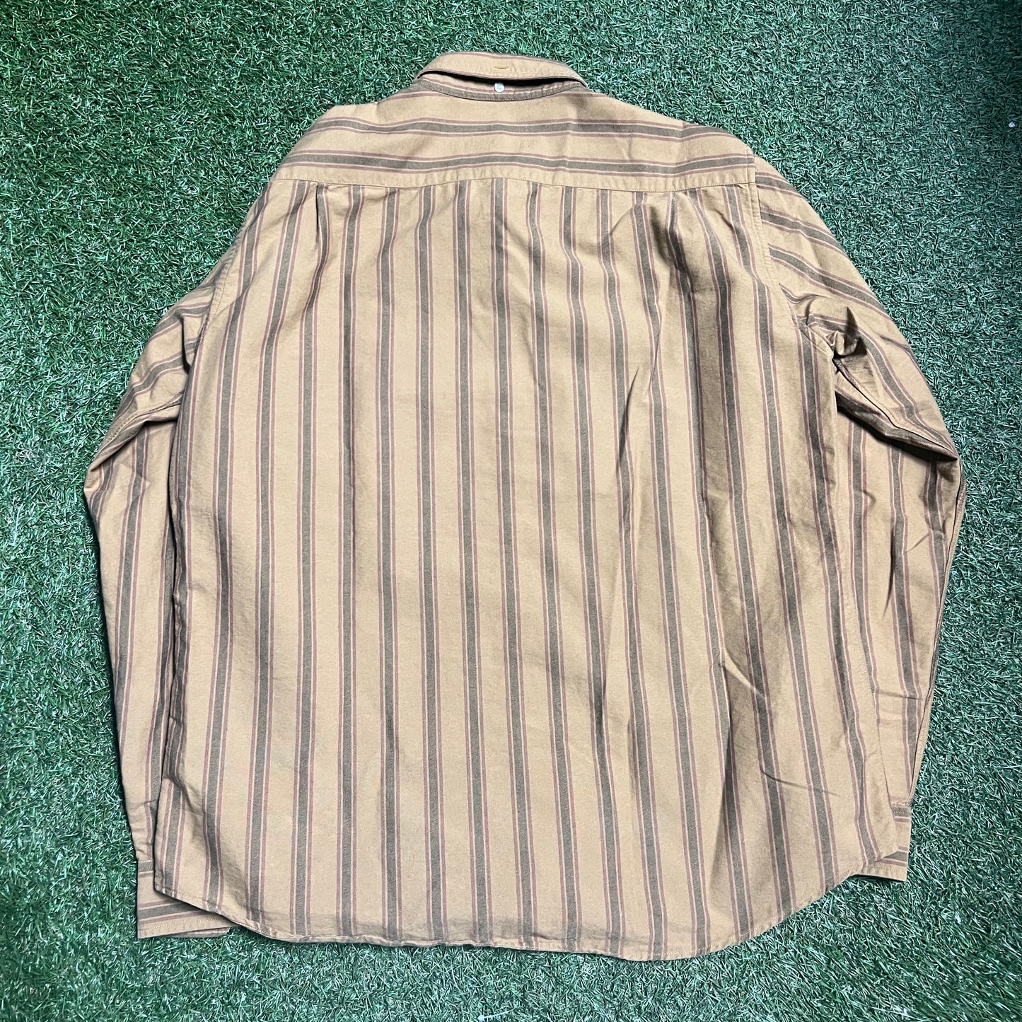 Supreme Tan Striped Button Down Size XL USED X12050