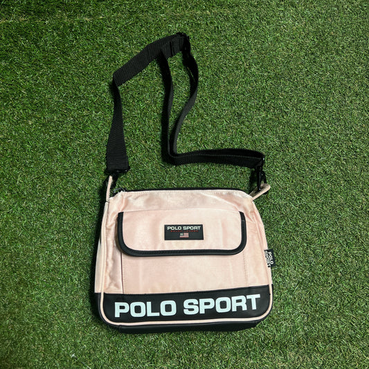 1990s Polo Sport Ralph Lauren Pink Side Bag USED v15482
