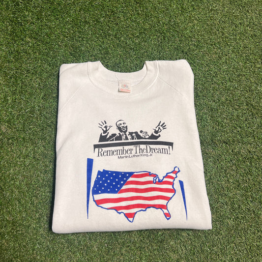 1990s MLK "Remeber the Dream" White Crewneck Size XL USED v14385