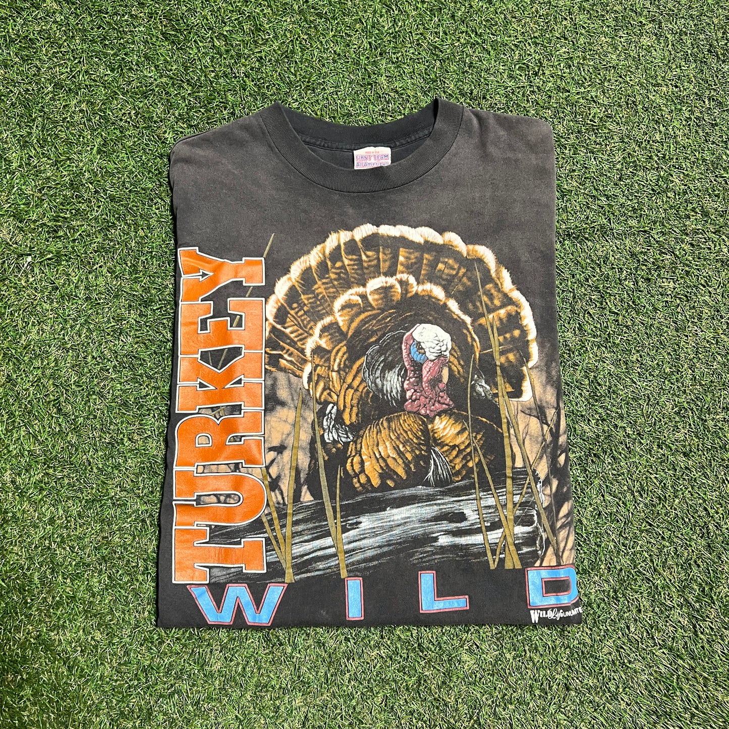 90s Wild Turkey Graphic Grey Tee Size XL USED V14389