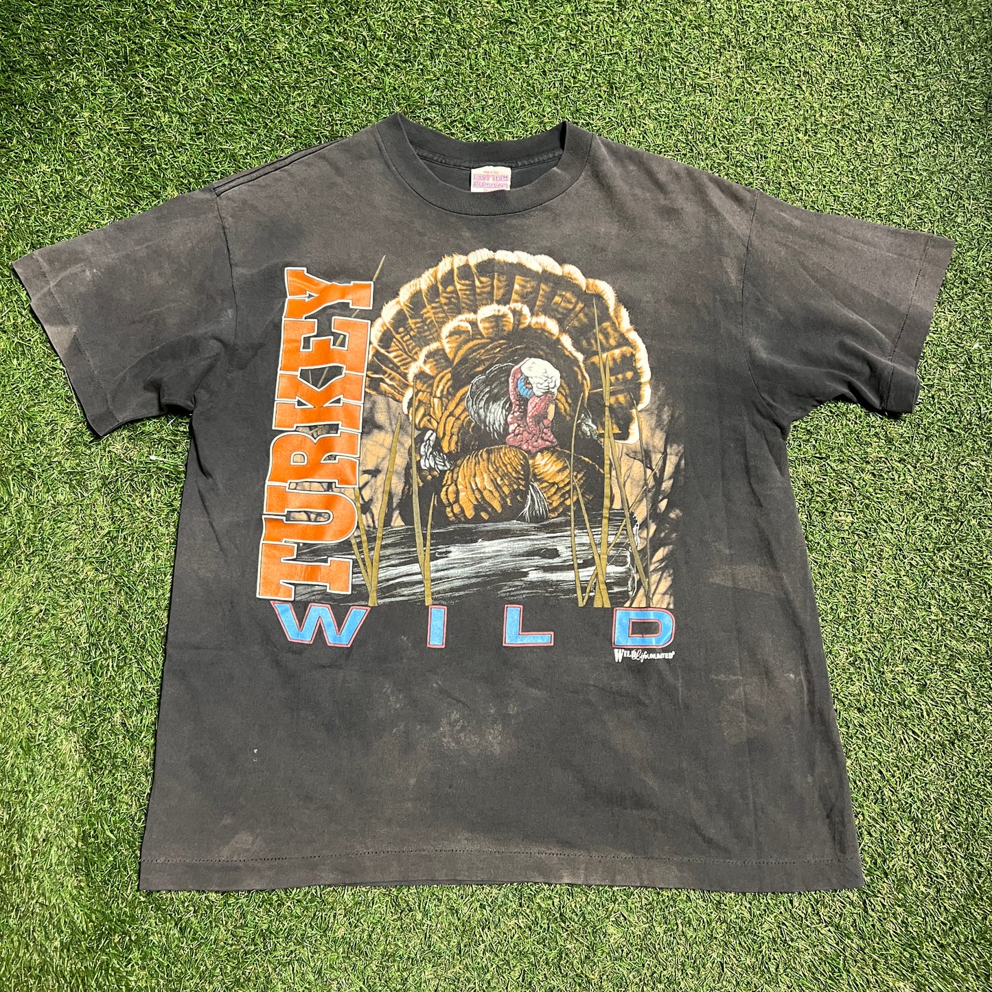 90s Wild Turkey Graphic Grey Tee Size XL USED V14389