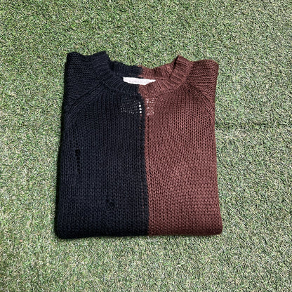Basket Case Black/Brown Blocking Knit Sweater Size XL USED v15509