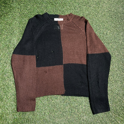 Basket Case Black/Brown Blocking Knit Sweater Size XL USED v15509
