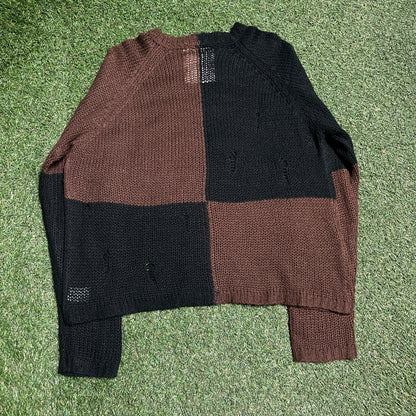 Basket Case Black/Brown Blocking Knit Sweater Size XL USED v15509