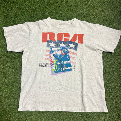 1992 RCA Hardcourt Championships Heather Grey Tee Size Large USED V14393