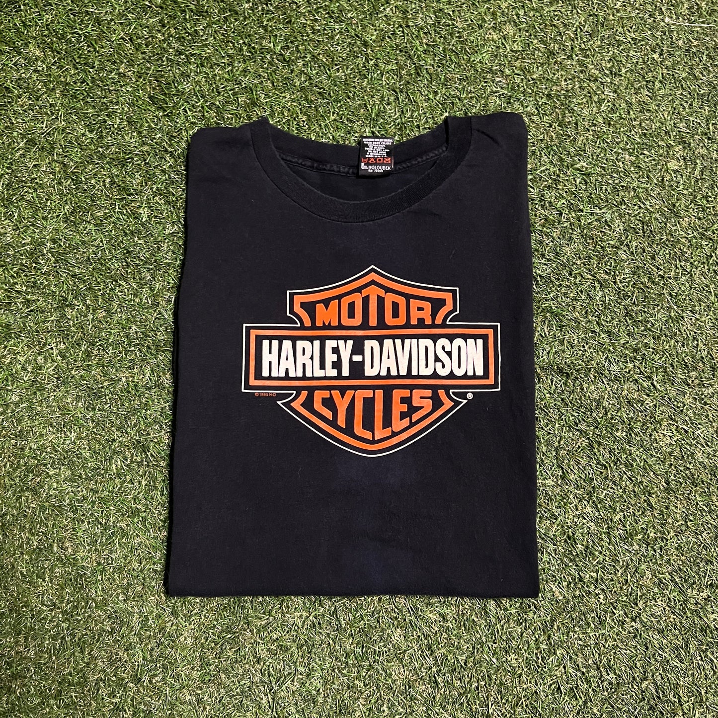 1995 Harley Davidson Logo Black Tee Size XL USED V14394